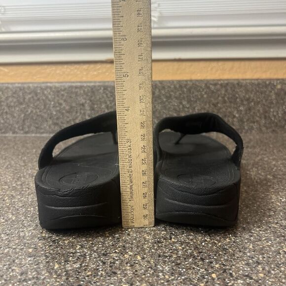 FitFlop Black/Green Thong Sandals Women's Size 6 Slip On Comfort Casual Platform - Picture 8 of 10